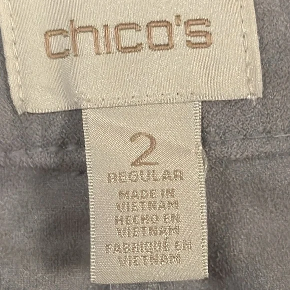Chicos Women’s Stone Grey Faux Suede Pull On Pants - Picture 9 of 11